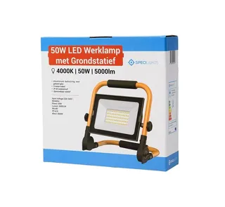 2x 50W LED Bouwlamp op Statief – 5000LM, Specilights, 2147483647, geel