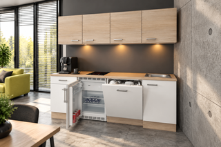 Design Keuken – inclusief apparatuur, Tuvalu, wit/beuken