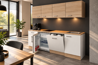 Design Keuken – inclusief apparatuur, Tuvalu, wit/beuken