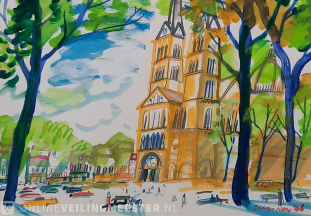 Schilderij Guus van Eck, OLV plein Maastricht, bouwjaar 2000