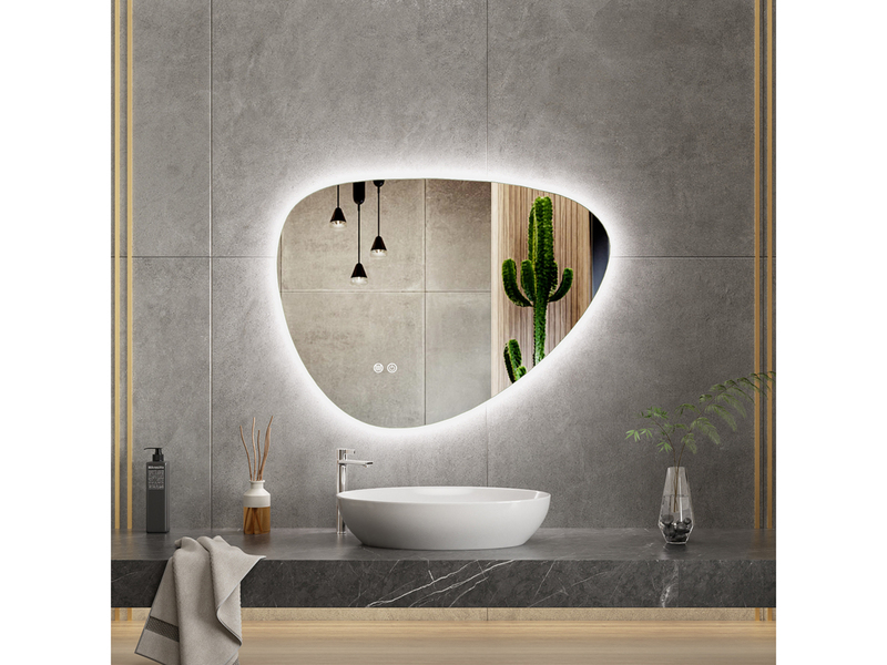 Spiegel asymmetrisch 100x70 +Led en verwarming, Karo