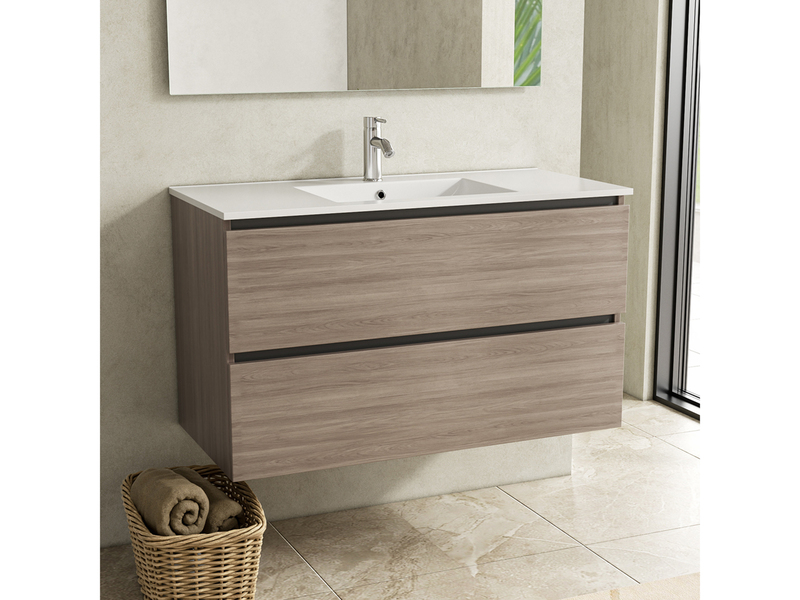Badkamermeubel 100 cm + wastafel Karo, grey oak