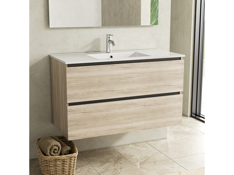Badkamermeubel 100 cm + wastafel Karo, natural oak
