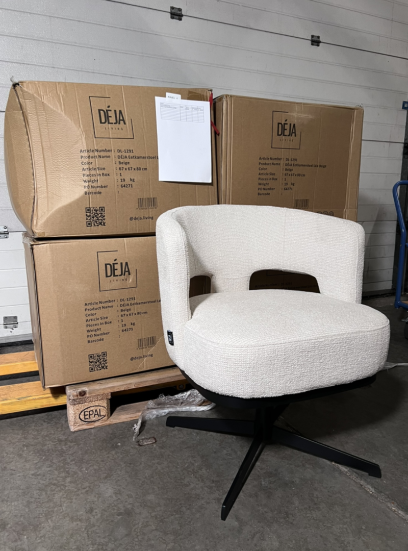 4x Eetkamerstoel, DÉJA Living, Léo, Beige – foto 8 – kavel bij Onlineveilingmeester, Heerenveen