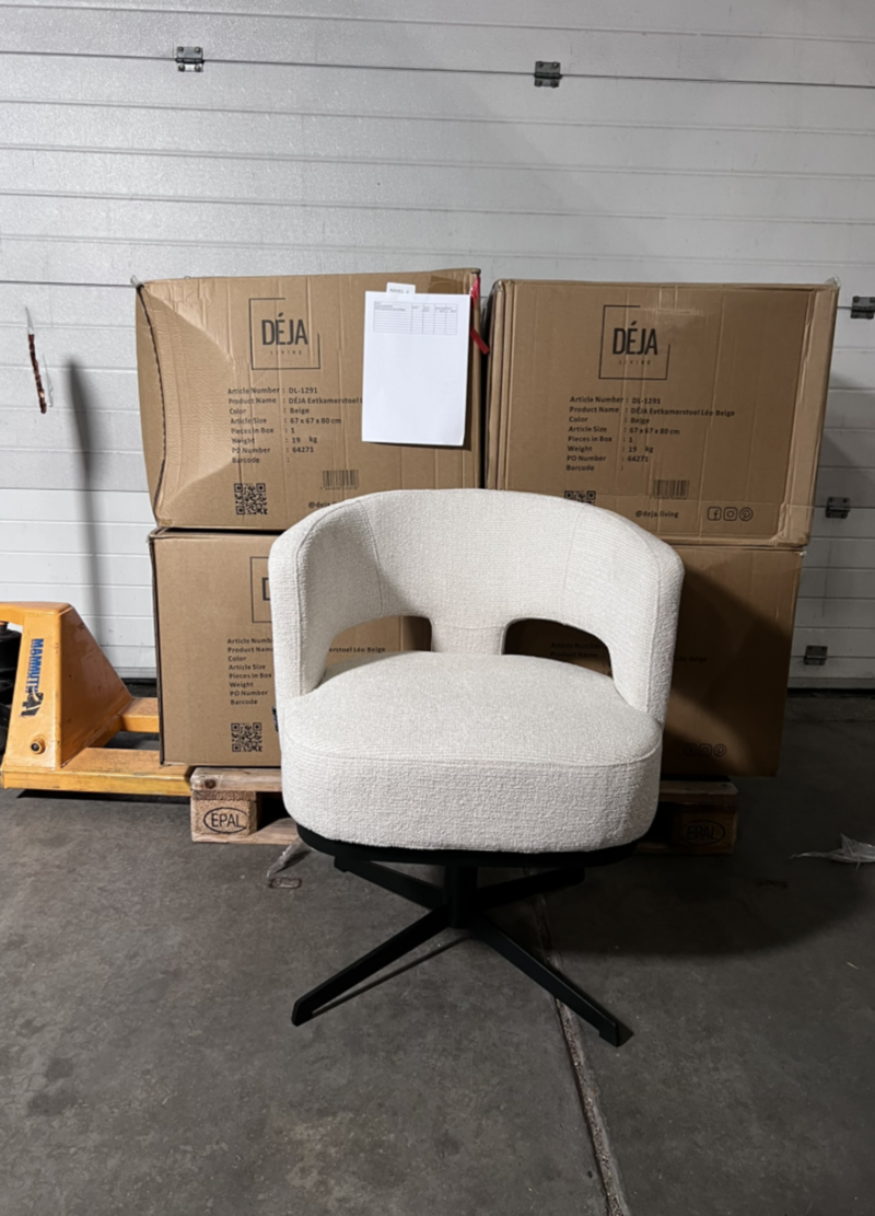 4x Eetkamerstoel, DÉJA Living, Léo, Beige – foto 7 – kavel bij Onlineveilingmeester, Heerenveen