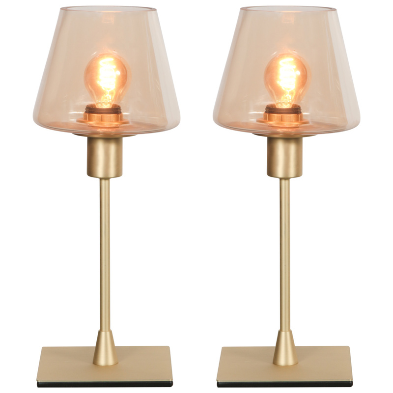 2x Tafellamp Messing E14 fitting Touch on/off, Steinhauer, Ancilla 3102ME, Goud, 2026