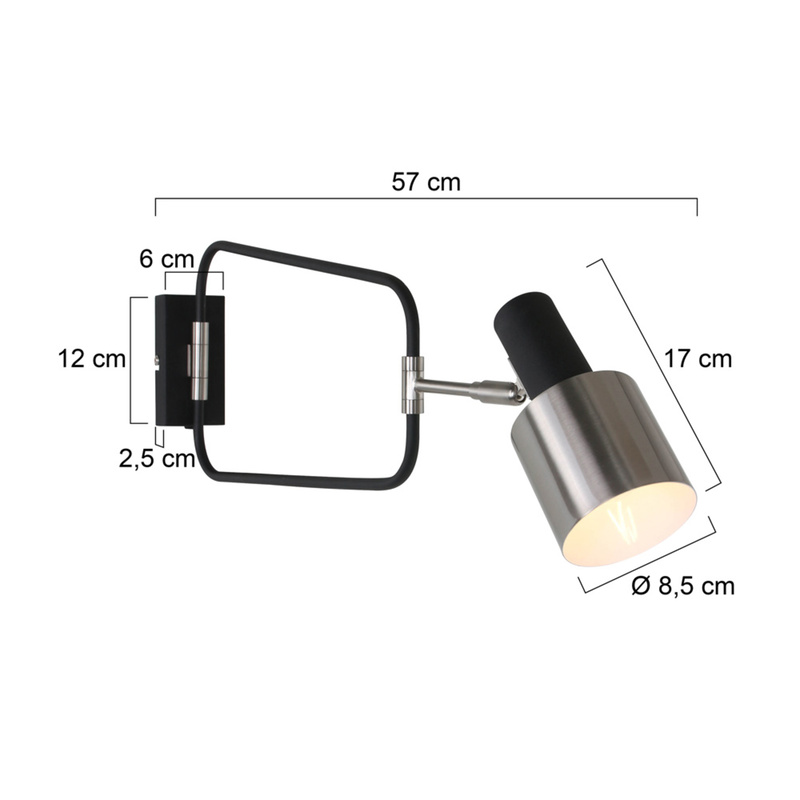 2x Wandlamp zwart staal verstelbaar E27, Anne Light, Fjorgard 1699ZW, 2026 – foto 3 – kavel bij Onlineveilingmeester, Groningen