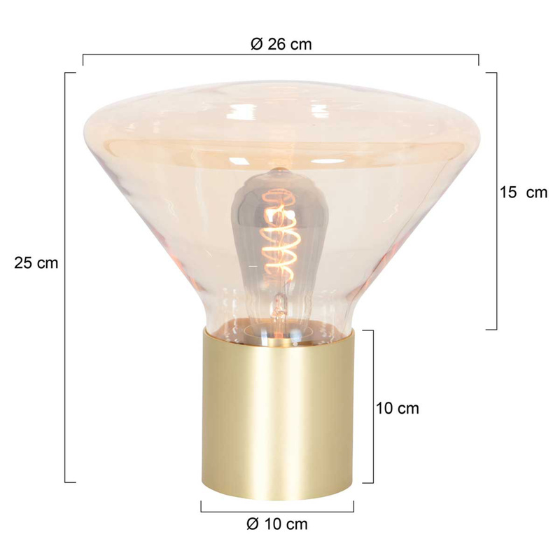 2x Tafellamp – messing lamp met amber glas, Steinhauer, Delta 3401ME, 2026 – foto 3 – kavel bij Onlineveilingmeester, Groningen