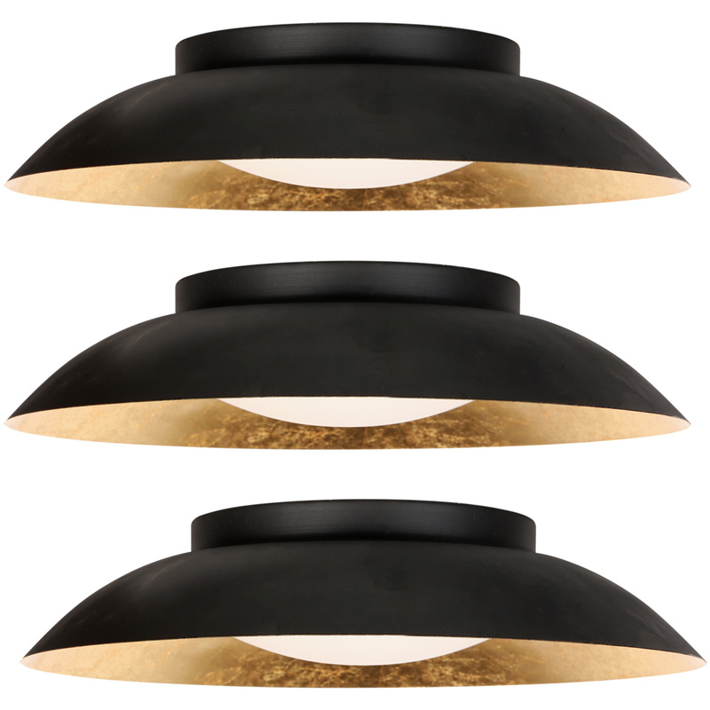 3x Plafondlamp 3 staps dimbaar, Steinhauer, Brotke 4127ZW, Zwart / Goud, 2026