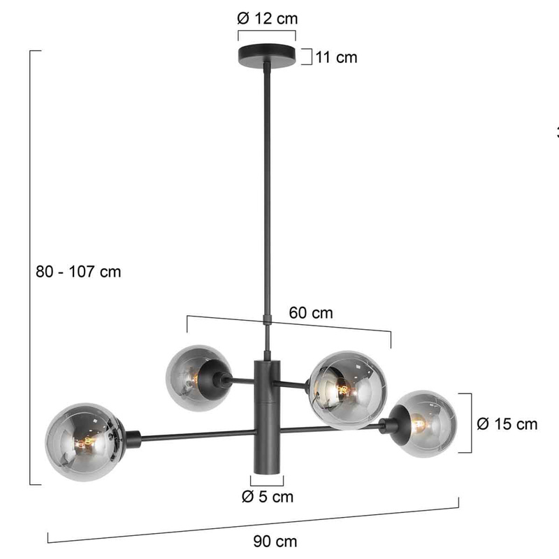 Hanglamp met onderlicht, Steinhauer, Constellation 3804ZW, Zwart, 2026 – foto 3 – kavel bij Onlineveilingmeester, Groningen