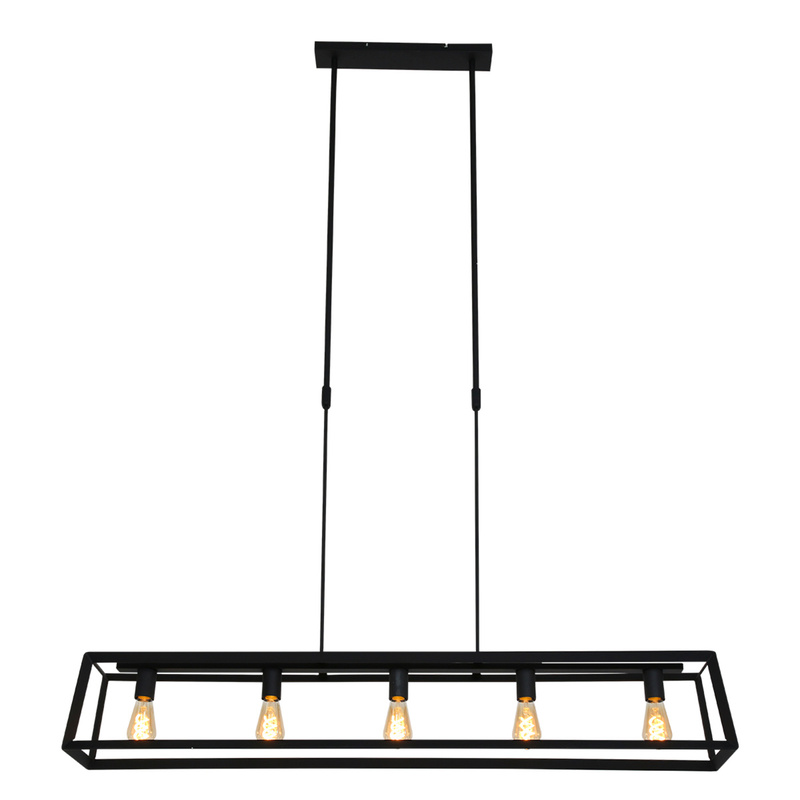 Hanglamp met 5 x een E27 fitting, Mexlite, Buckley 2675ZW, Zwart, 2027 – kavel bij Onlineveilingmeester, Groningen