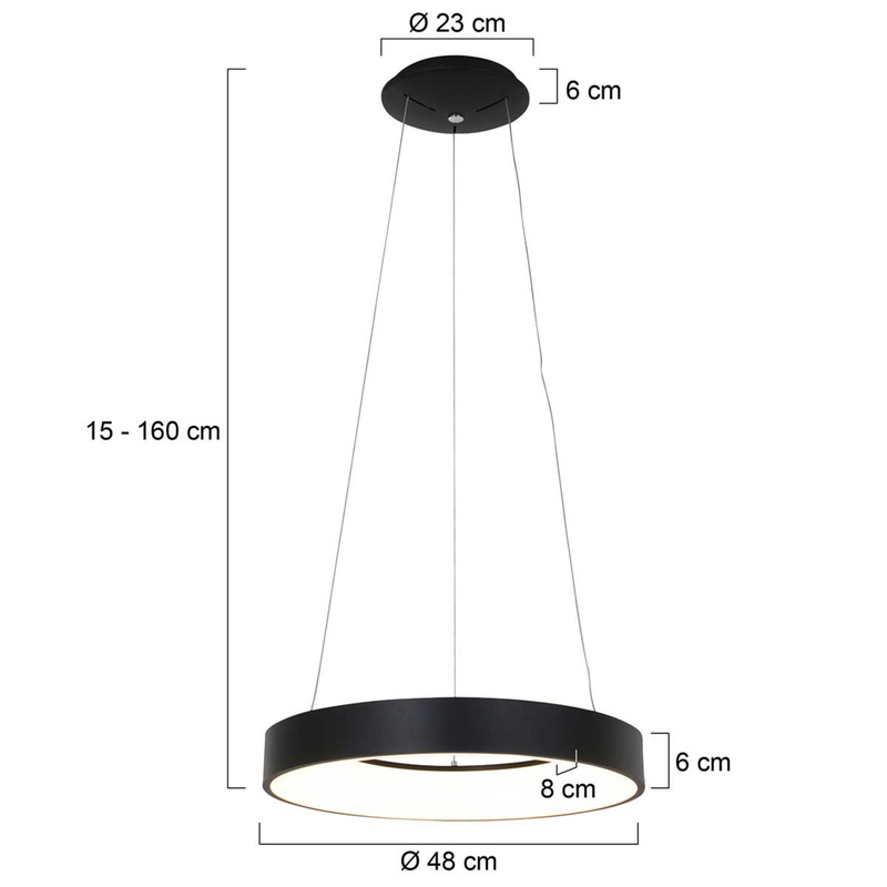 6x Hanglamp rond 48cm, Steinhauer, Ringlede 2695ZW, Zwart, 2027 – foto 3 – kavel bij Onlineveilingmeester, Heerenveen