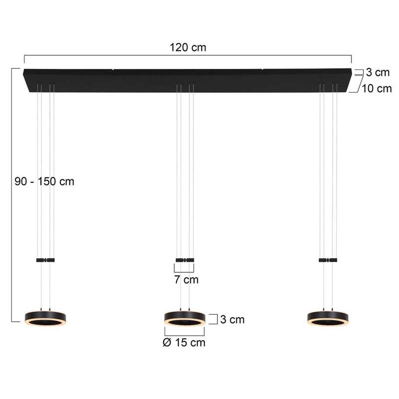 Hanglamp 3 lichts, Steinhauer, Piola 3501ZW, Zwart, 2026 – foto 3 – kavel bij Onlineveilingmeester, Heerenveen