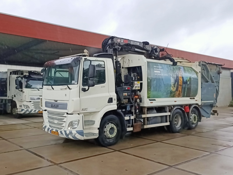 Vuilniswagen, DAF, CF 290 FAN bovenlader kraan Hiab XS 211W, 2017