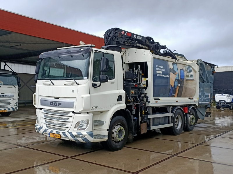 Vuilniswagen, DAF, CF 290 FAN bovenlader kraan Hiab XS 211W, 2017