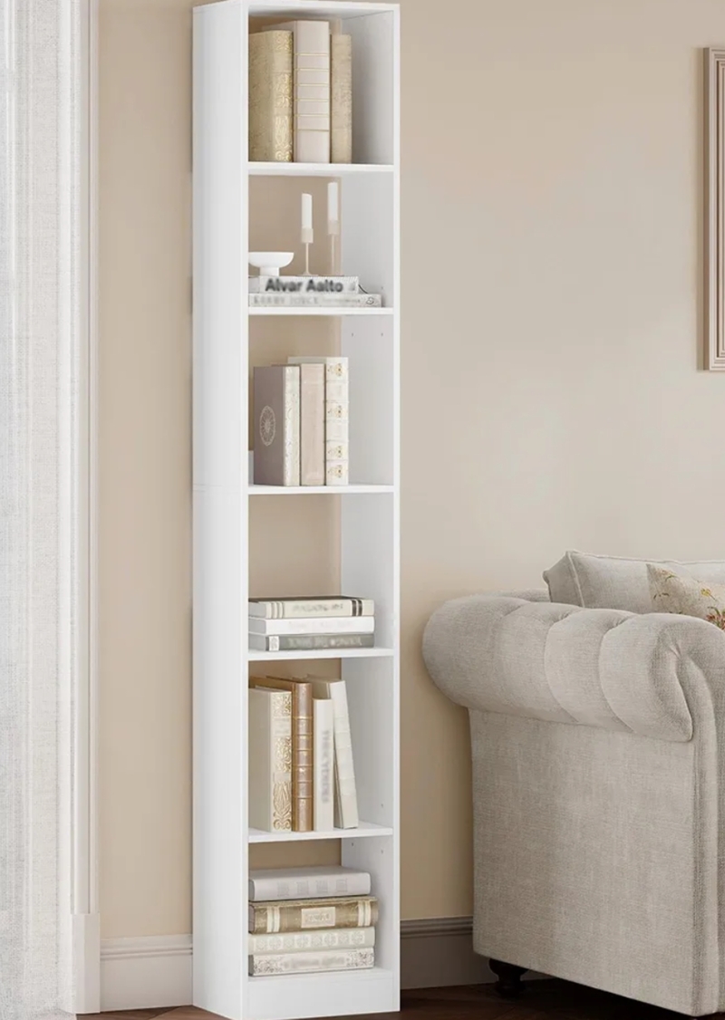 Hoge houten boekenkast Hzuaneri, wit