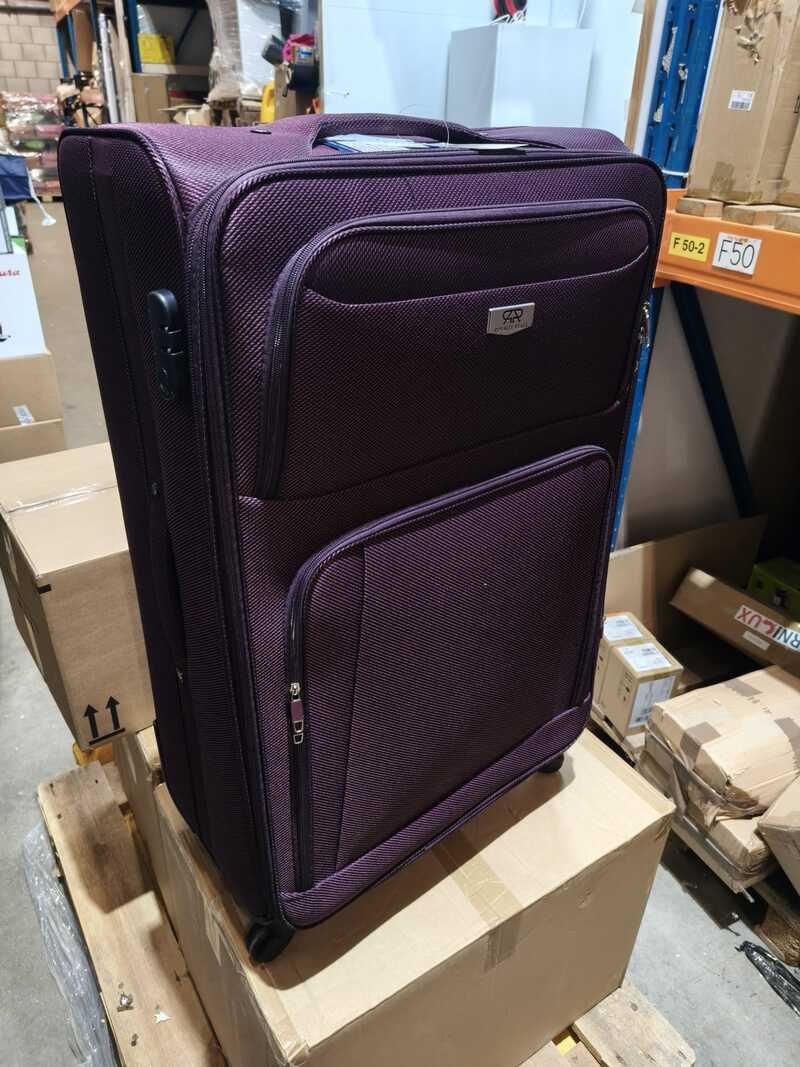 Grote reiskoffer, met cijferslot en op wielen Royalty Line, aubergine