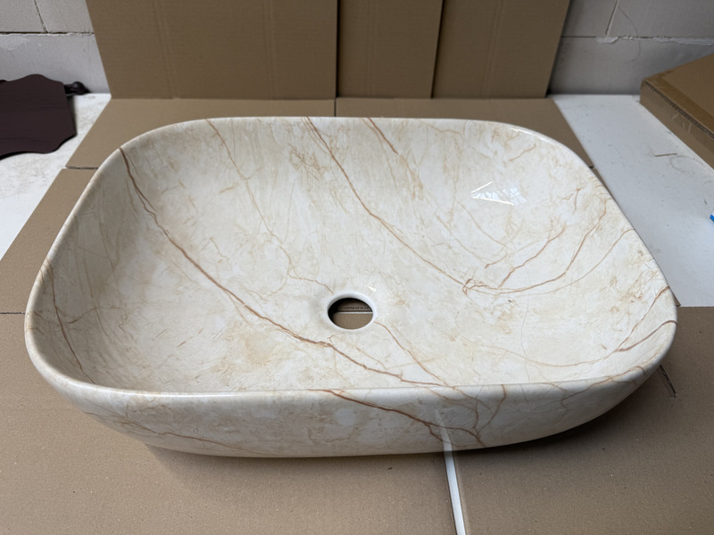 Opzetwastafel Marmerlook Beige 45,5 cm, beige