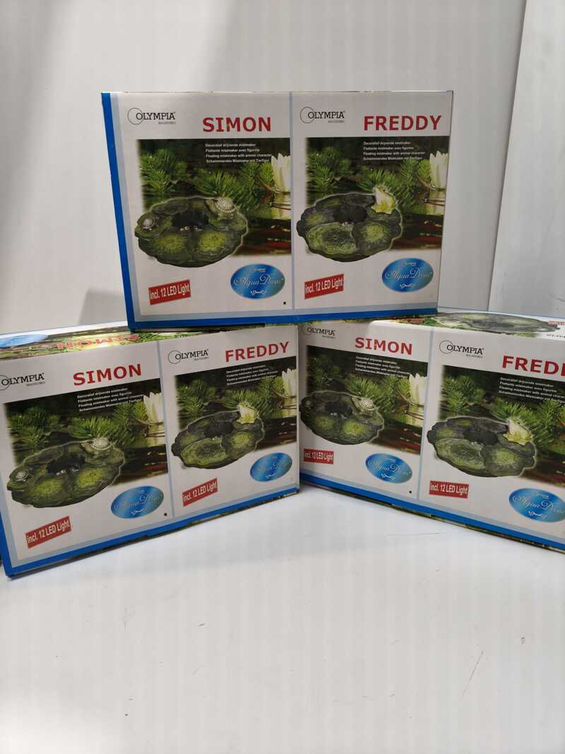 3x Decoratieve mistmakers met 12 kleuren Led 's Olympia Garden, Simon & Freddy – kavel bij Onlineveilingmeester, Zutphen