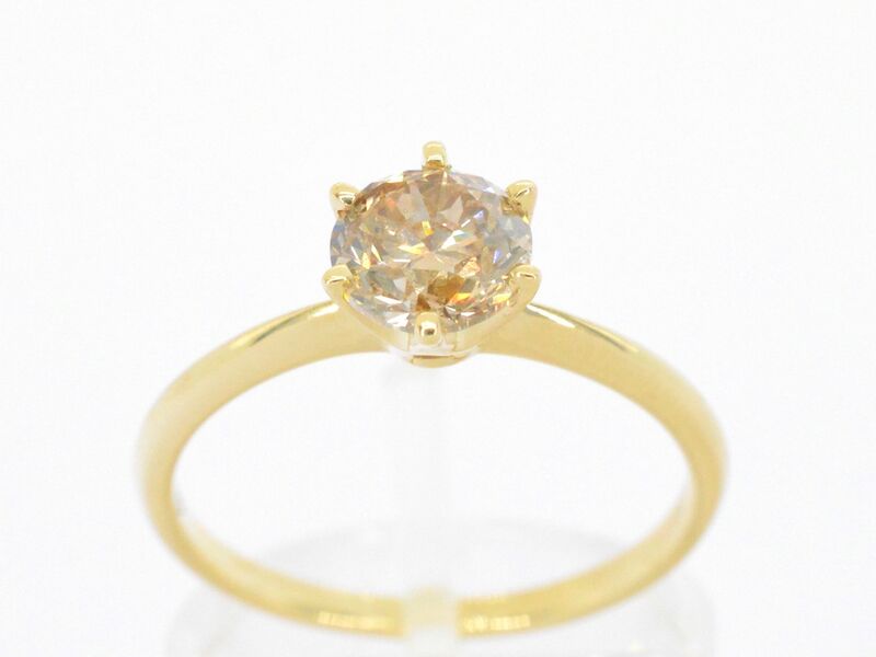 Gouden solitair ring met diamant