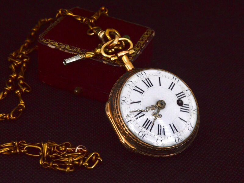 Zeer zeldzaam driekleurig gouden zakhorloge