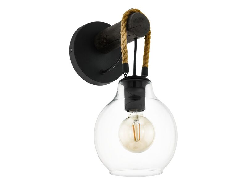 Wandlamp 35 cm, EGLO, roding, zwart/bruin – kavel bij Onlineveilingmeester