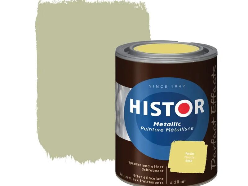 5x Muurverf metallic 1 liter, Histor, perfect effects, parkiet – kavel bij Onlineveilingmeester