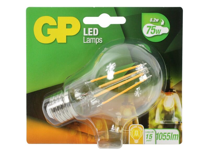Ca. 12x LED lamp GP Lighting, klassiek fila, 8.2w e27