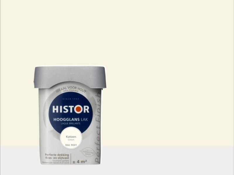 Ca. 10x Lak hoogglans Histor, perfect finish, katoen (9001), 0,25 liter – foto 2 – kavel bij Onlineveilingmeester