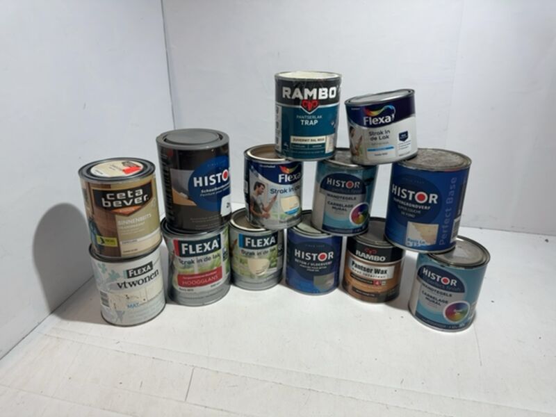 Partij diverse verfblikken - ca. 13 stuks Histor, cetabever