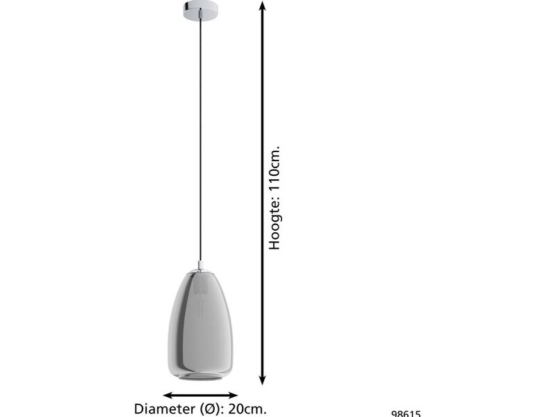 Hanglamp, EGLO, alobrase, chroom – foto 3 – kavel bij Onlineveilingmeester