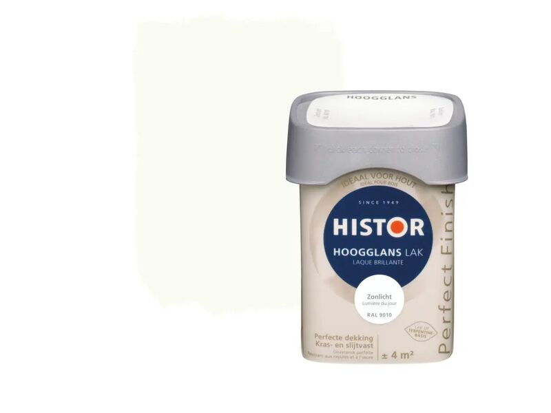 Ca. 10x Lak hoogglans Histor, perfect finish, zonlicht ral 9010, 250 ml