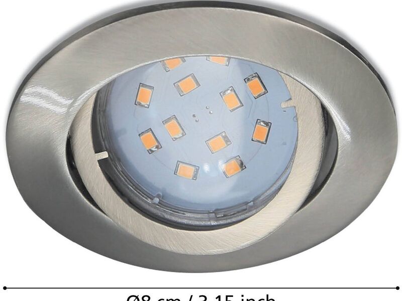 Inbouwspot LED Ø80mm set van 3 EGLO, tedo, nikkel-mat – foto 3 – kavel bij Onlineveilingmeester
