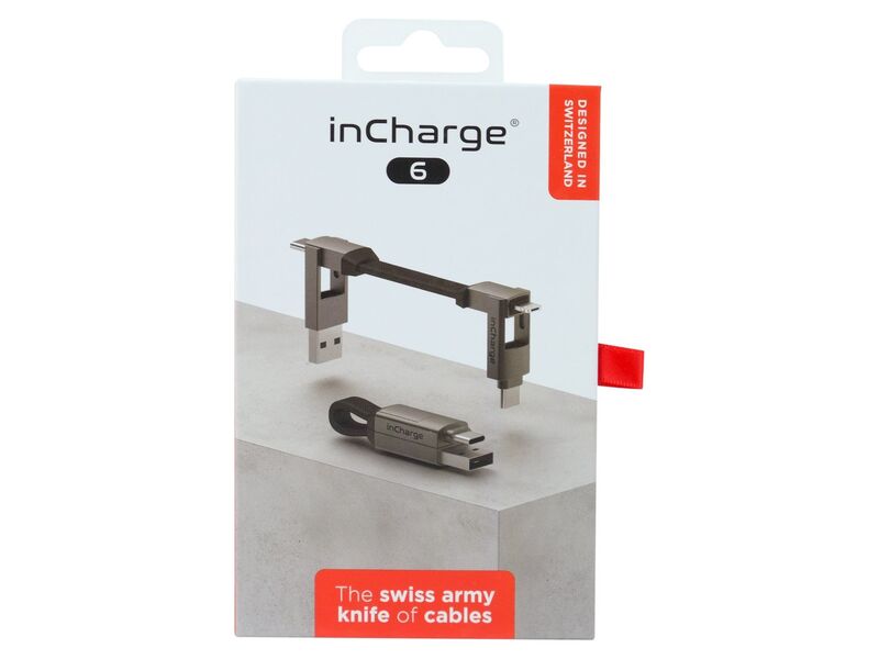 7x Incharge 6 laadkabel Rolling Square, mercury grey