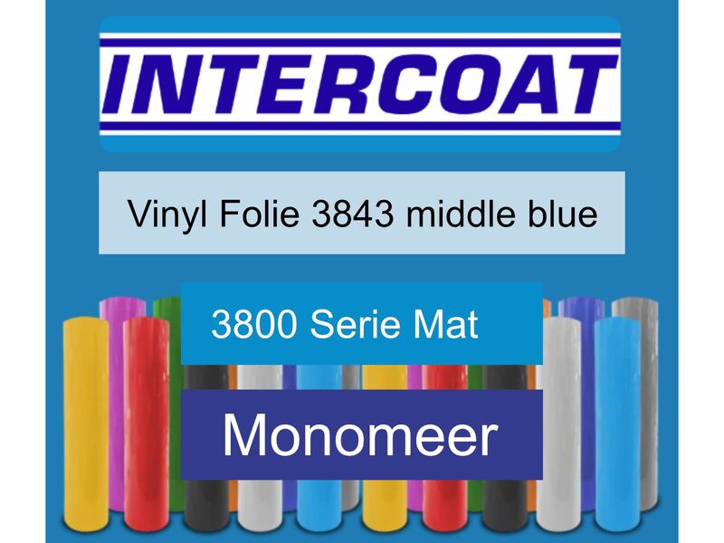Snijfolie 50m x 61cm Intercoat, 3800 serie mat, 3843 middle blue