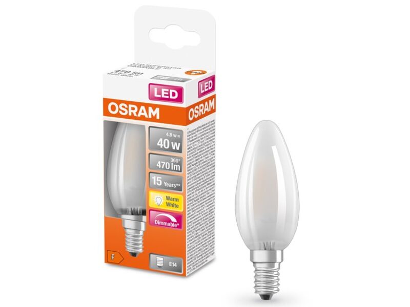 Ca. 14x LED Lamp kaars 5W 40W Osram, e14, warmwit