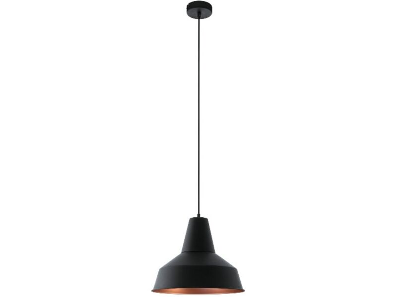 Vintage hanglamp EGLO, somerton, zwart, koper