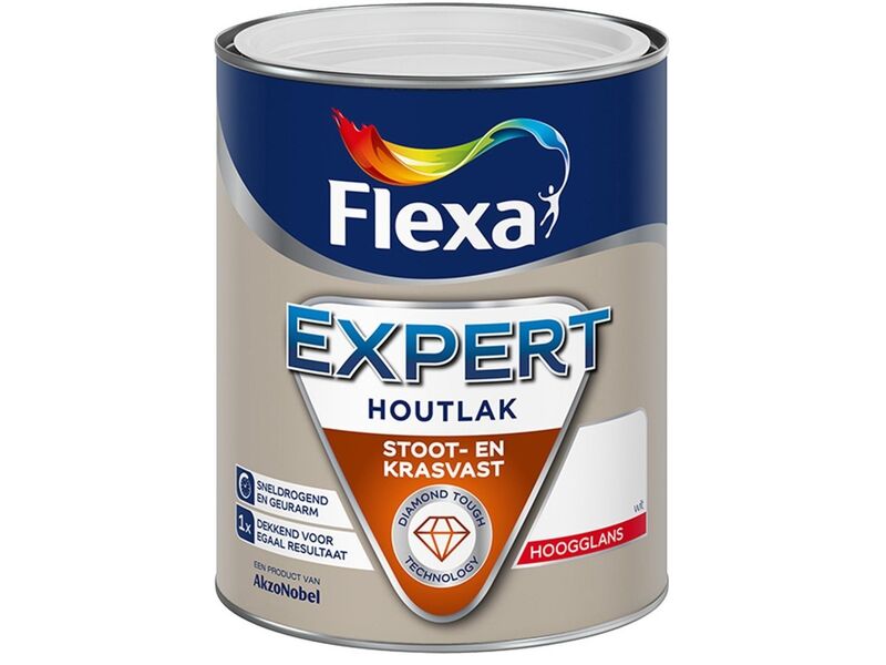 Ca. 10x Lak hoogglans Flexa, expert, zilvergrijs, 0.75 liter