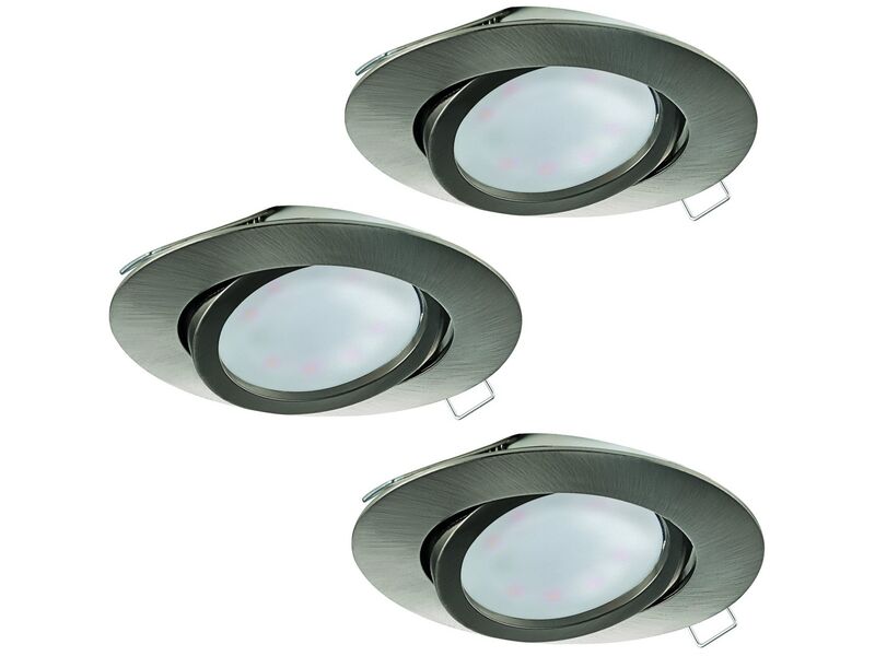 Inbouwspot LED Ø80mm set van 3 EGLO, tedo, nikkel-mat – kavel bij Onlineveilingmeester