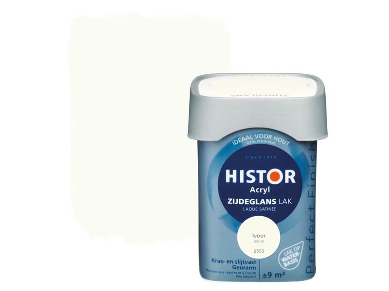 4x Lak waterbasis zijdeglans Histor, perfect finish, ivoor, 750 ml