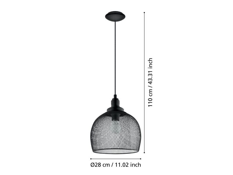 Vintage hanglamp EGLO, straiton, zwart – foto 3 – kavel bij Onlineveilingmeester