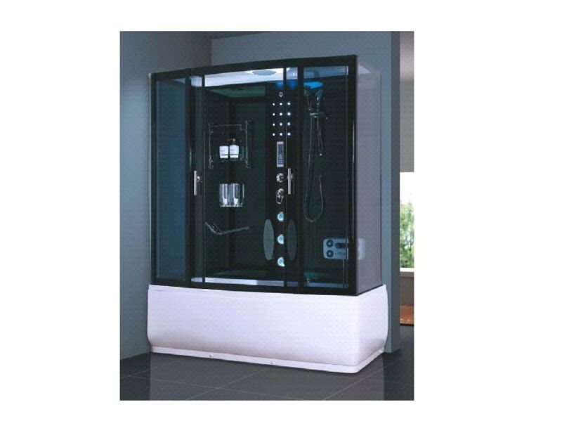Stoomcabine, Vonato, RectaHydro, Zwarte cabine, wit bad