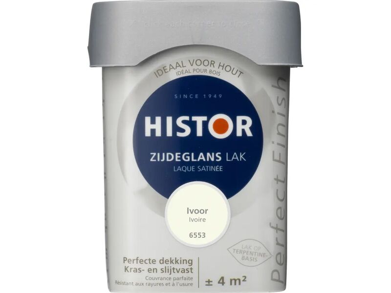 4x Lak zijdeglans Histor, perfect finish, ivoor, 250 ml – foto 2 – kavel bij Onlineveilingmeester
