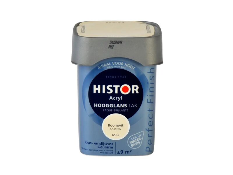3x Lak hoogglans, Histor, perfect finish, roomwit, 750 ml – foto 2 – kavel bij Onlineveilingmeester