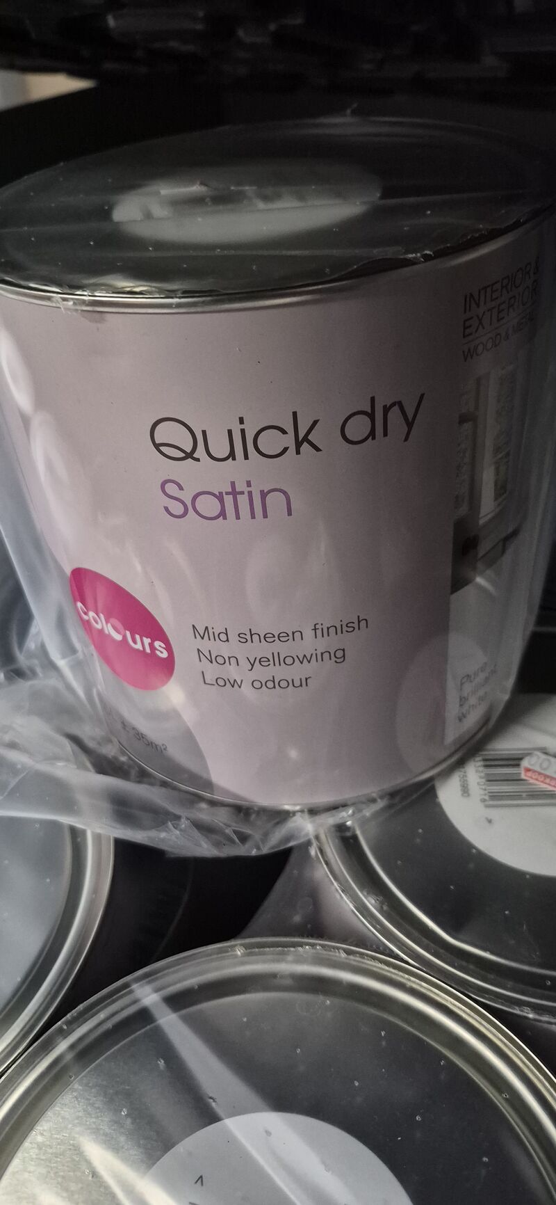 Ca. 25x 2.5 liter blikken verf inclusief palletbox, B & Q Colors, Wit – foto 7 – kavel bij Onlineveilingmeester, Heerenveen