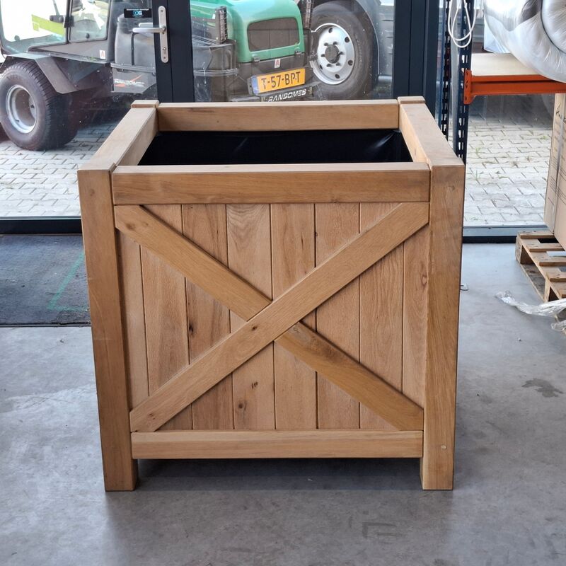 2x Bloembak, Massief eiken | 100x100x95 cm – foto 2 – kavel bij Onlineveilingmeester, Raalte