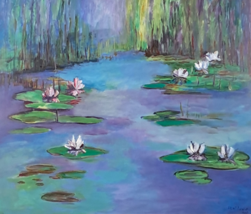 Acryl op doek, Maya Wildevuur, Waterlelies, 2000