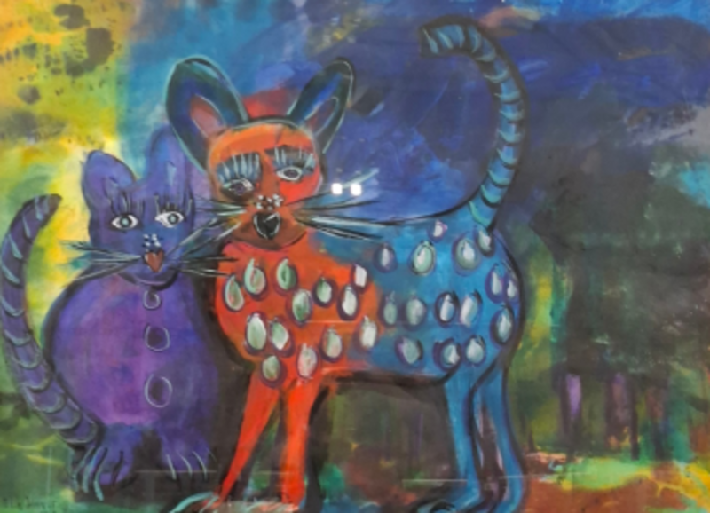 Acryl op doek, Maya Wildevuur, Poes, 1995