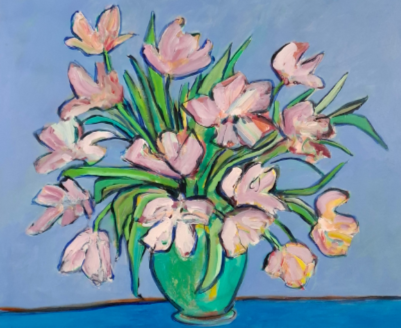 Acryl op doek, Maya Wildevuur, Bloemen, 2001