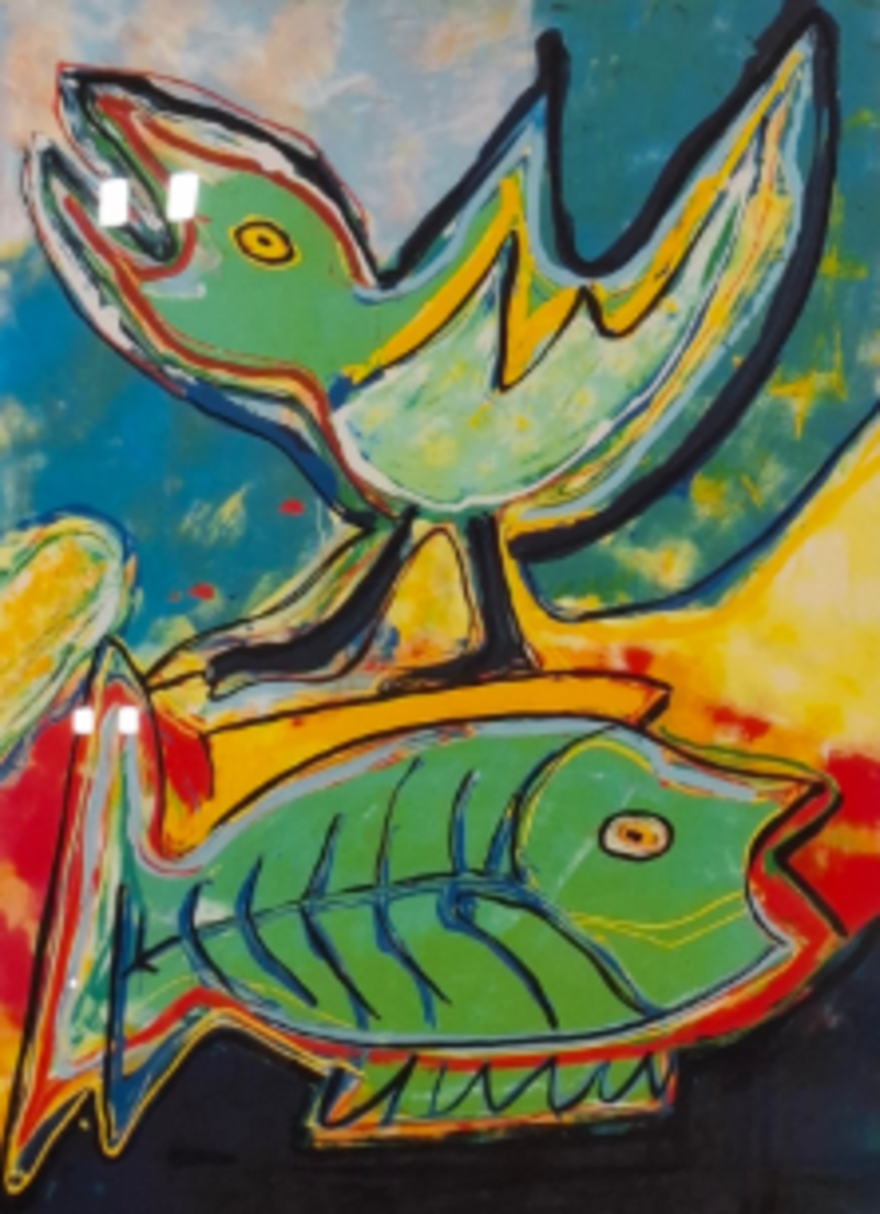 Zeefdruk, Maya Wildevuur, Vogel / Vis, 1993